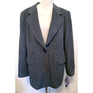 J.G. Hook Grey Collared Cashmere Blend Single‎ Button Blazer Jacket Size 16